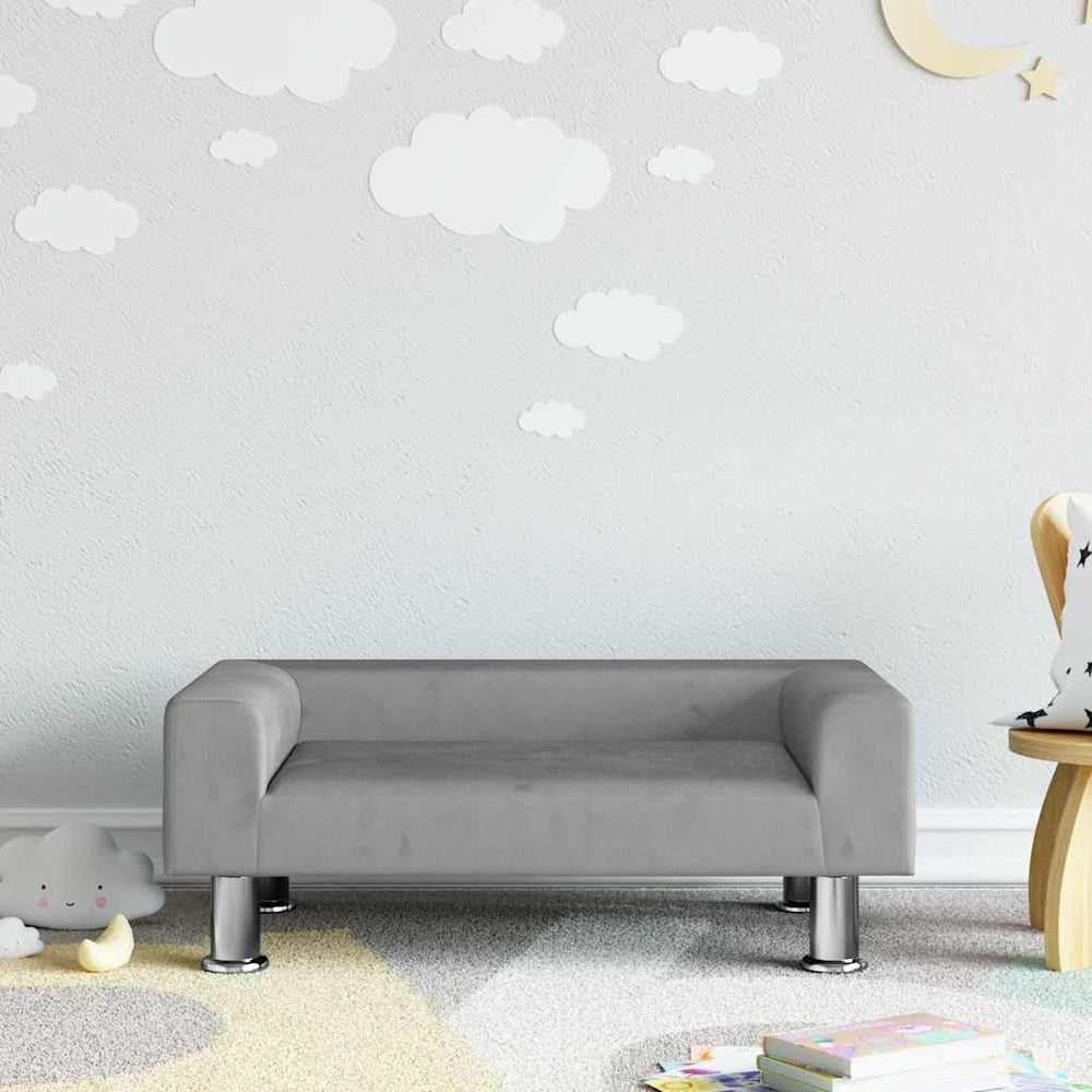 Kindersofa Hellgrau Samt 70x45x26,5 cm