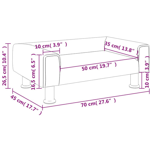 Kindersofa Creme Samt 70x45x26,5 cm