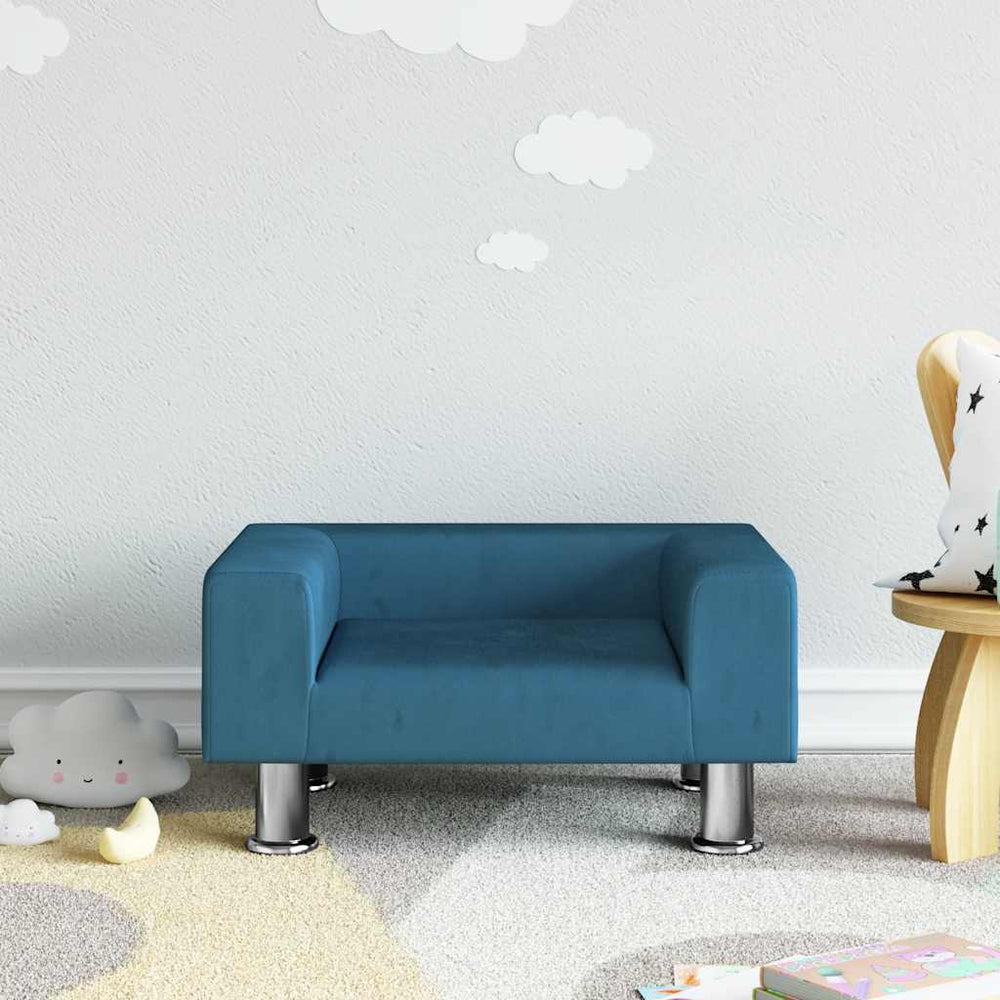 Blaues Kindersofa Samt 50x40x26,5 cm