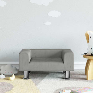 Kindersofa Hellgrau Samt