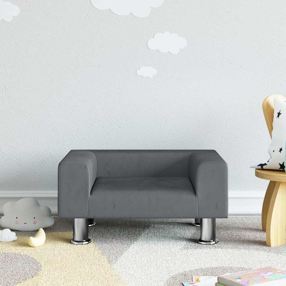 Kindersofa Dunkelgrau Samt