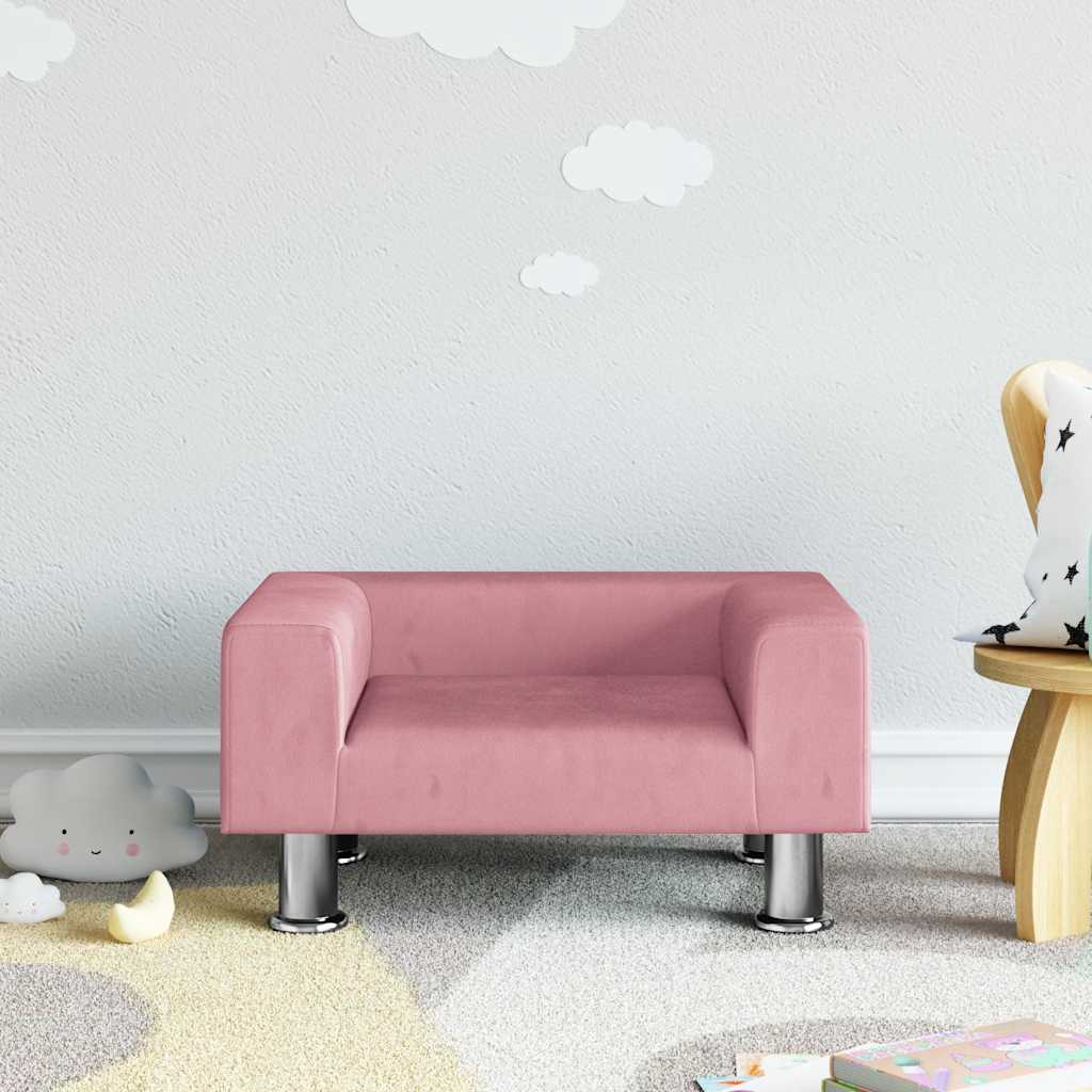 Kindersofa Rosa Samt 50x40x26,5 cm