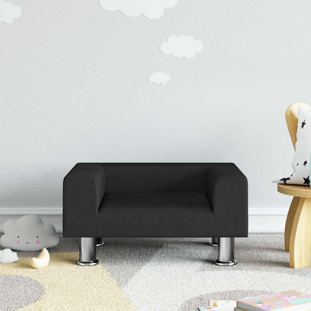 Schwarzes Kindersofa Samt 50x40x26,5 cm