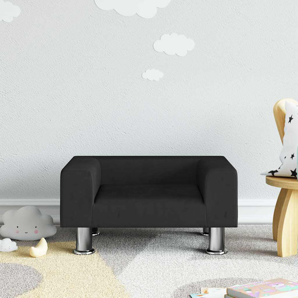 Schwarzes Kindersofa Samt 50x40x26,5 cm