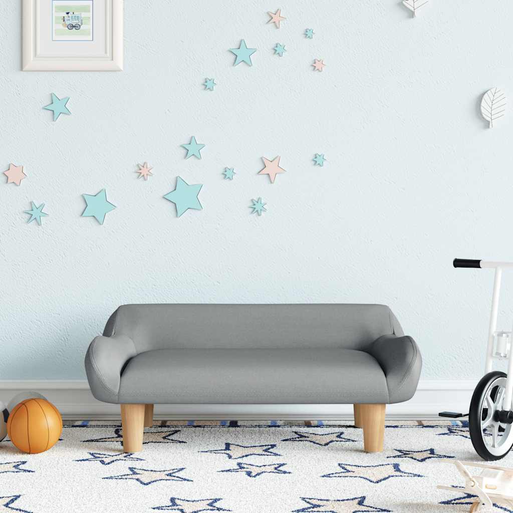 Kindersofa Hellgrau Stoff 70x40x24 cm