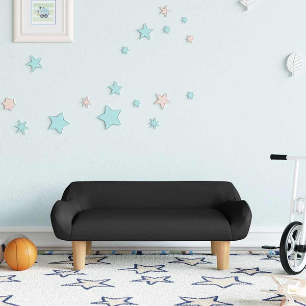 Kindersofa Schwarz Stoff 70x40x24 cm