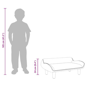 Kindersofa Hellgrau Samt 70x40x24 cm