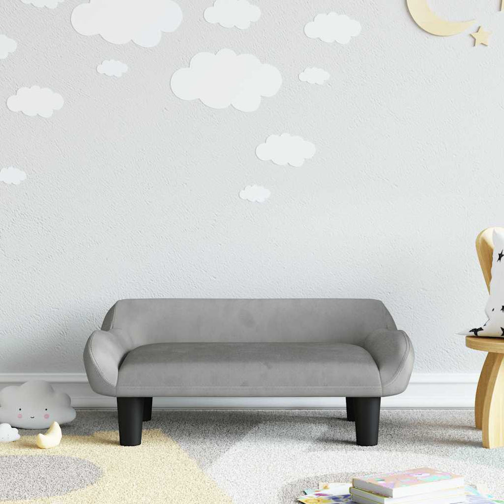 Kindersofa Hellgrau Samt 70x40x24 cm