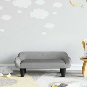 Kindersofa Hellgrau Samt 70x40x24 cm