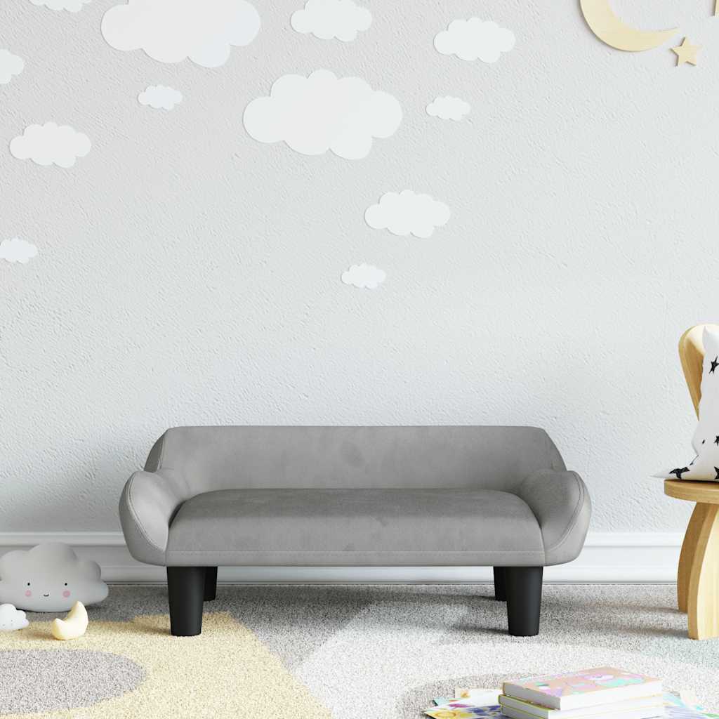 Kindersofa Hellgrau Samt 70x40x24 cm