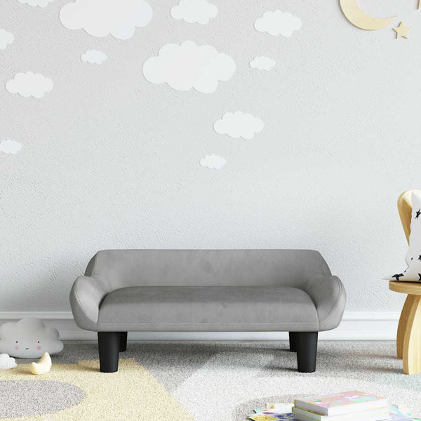 Kindersofa Hellgrau Samt 70x40x24 cm