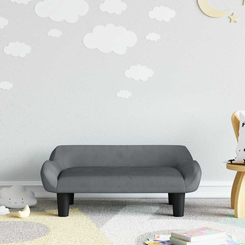 Kindersofa Dunkelgrau Samt 70x40x24 cm