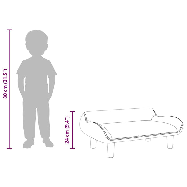Kindersofa Rosa Samt 70x40x24 cm