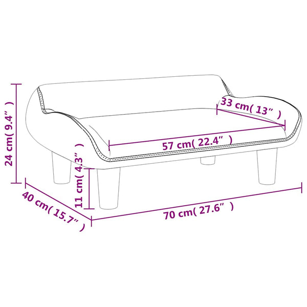 Kindersofa Schwarz Samt 70x40x24 cm