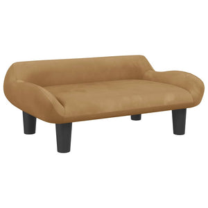 Kindersofa Braun Samt 70x40x24 cm