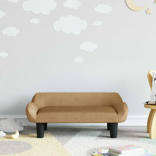 Kindersofa Braun Samt 70x40x24 cm
