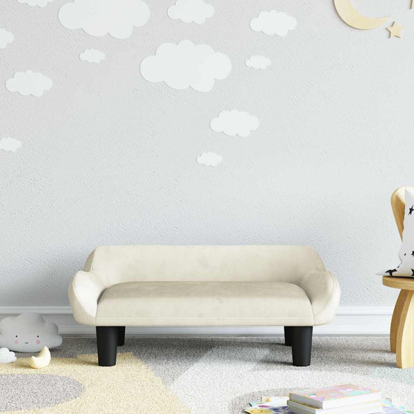 Kindersofa Creme Samt 70x40x24 cm