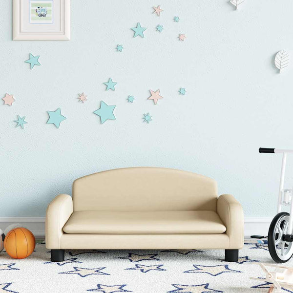 Kindersofa Creme Stoff 70x45x30 cm