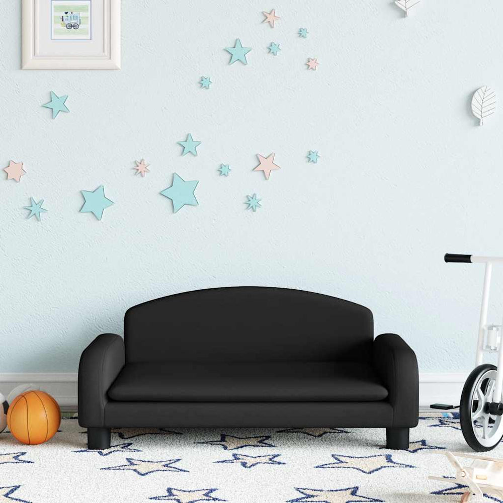 Kindersofa Schwarz Stoff 70x45x30 cm