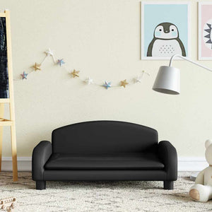 Kindersofa Schwarz Kunstleder 70x45x30 cm