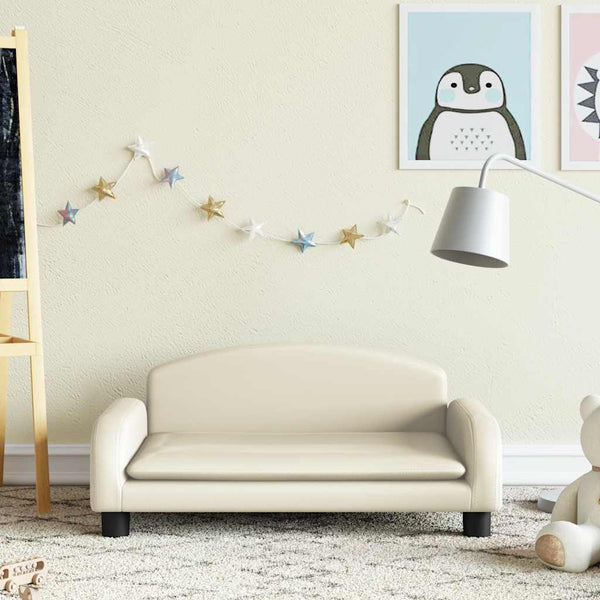 Kindersofa Creme Kunstleder 70x45x30 cm