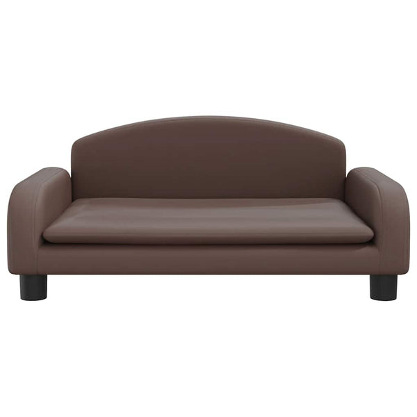 Kindersofa Braun Kunstleder 70x45x30 cm