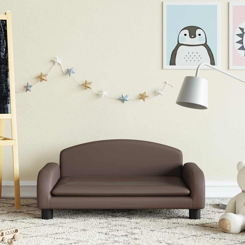 Kindersofa Braun Kunstleder 70x45x30 cm