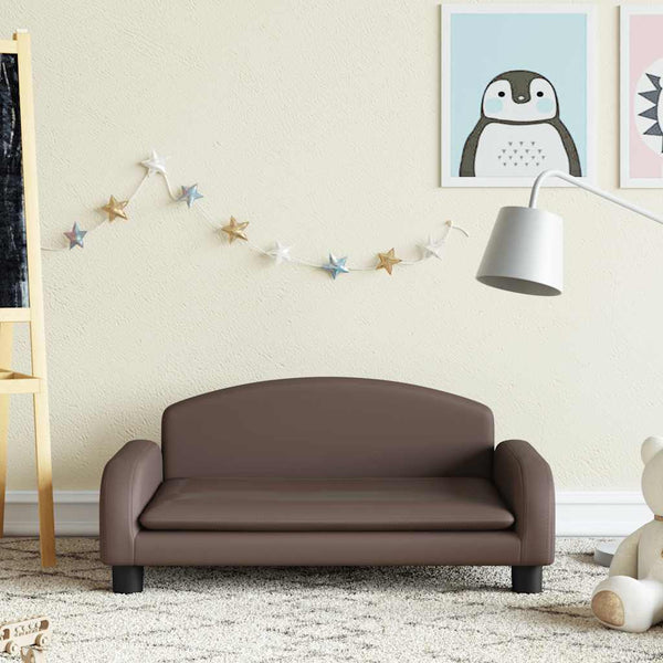Kindersofa Braun Kunstleder 70x45x30 cm