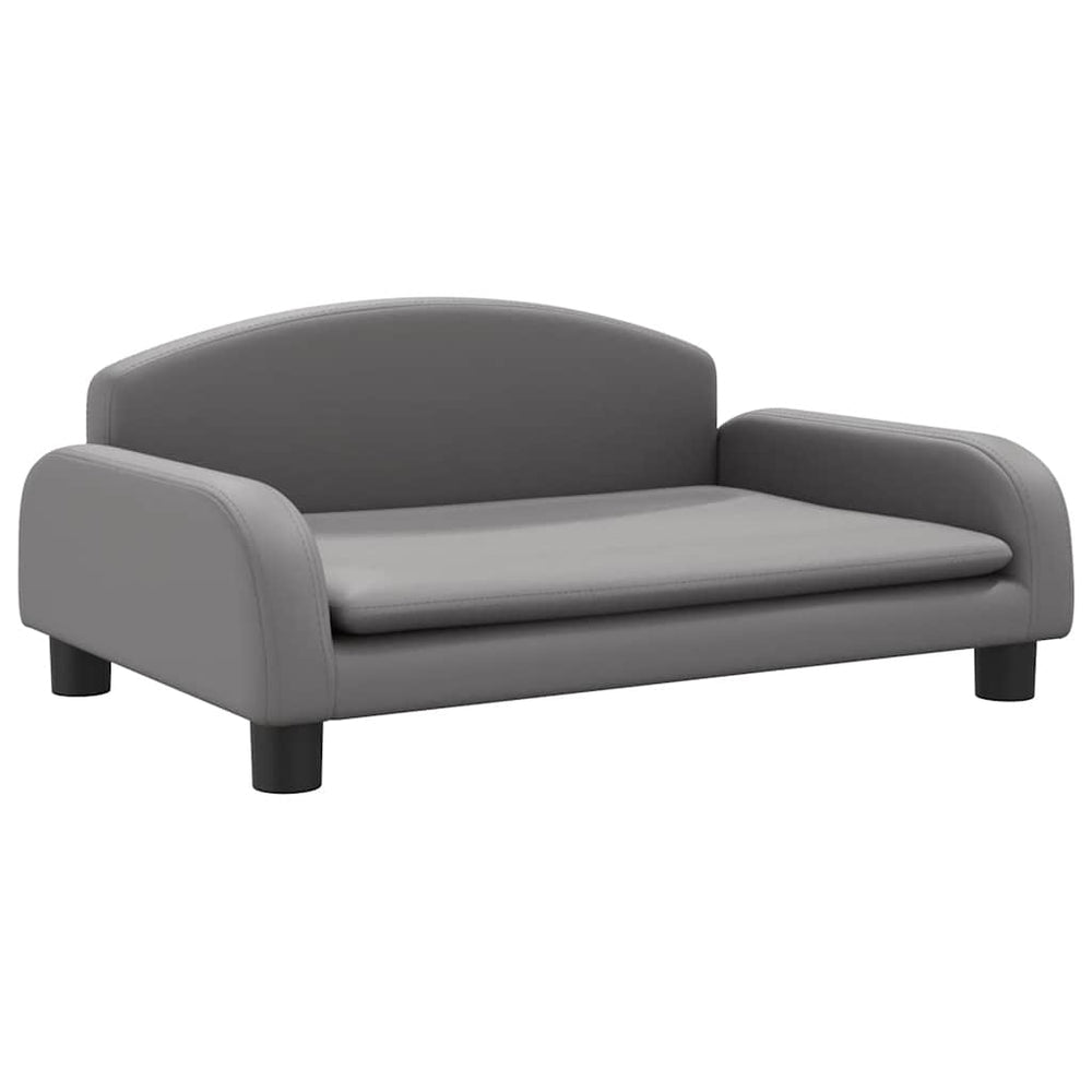 Kindersofa Grau Kunstleder 70x45x30 cm