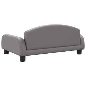 Kindersofa Grau Kunstleder 70x45x30 cm