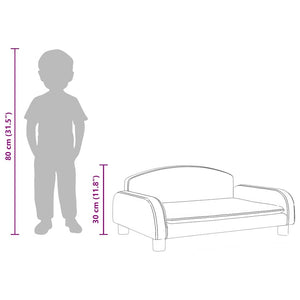 Kindersofa Grau Kunstleder 70x45x30 cm