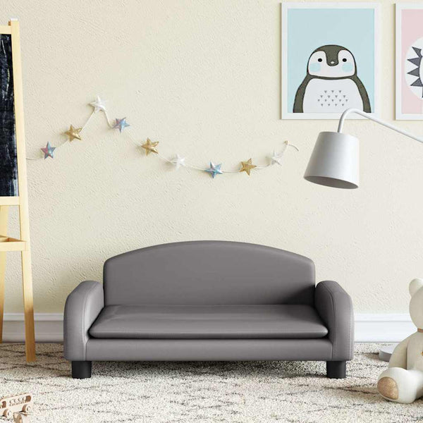 Kindersofa Grau Kunstleder 70x45x30 cm