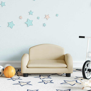 Kindersofa Creme Stoff 50x40x30 cm