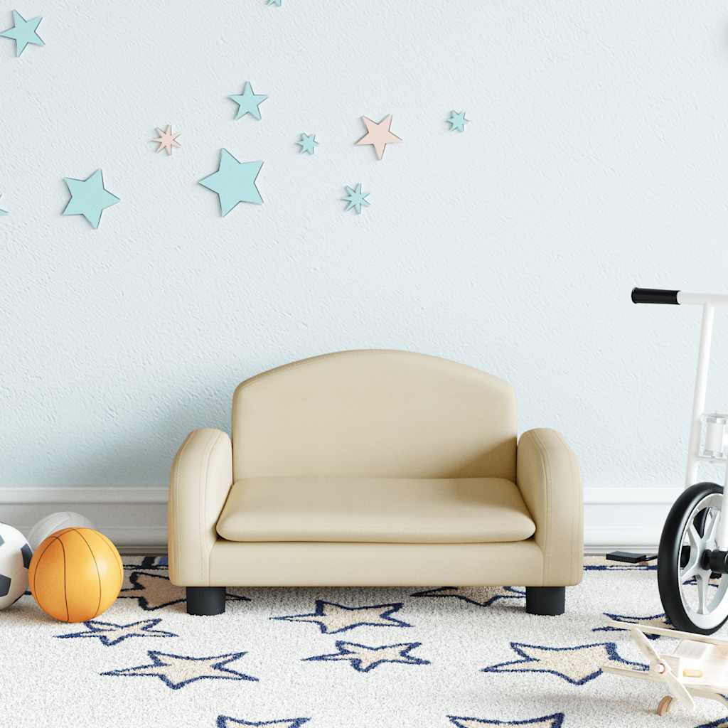 Kindersofa Creme Stoff 50x40x30 cm