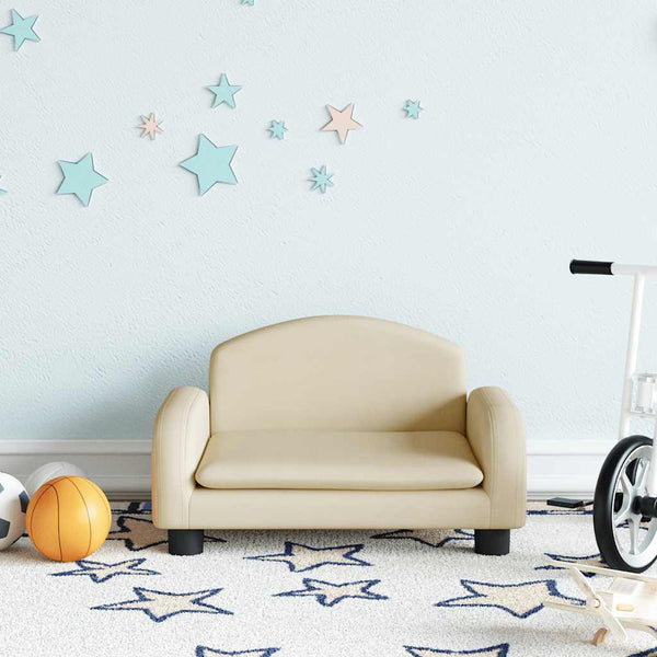 Kindersofa Creme Stoff 50x40x30 cm