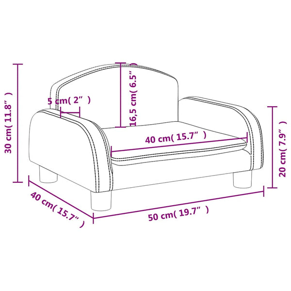 Kindersofa Hellgrau Stoff 50x40x30 cm