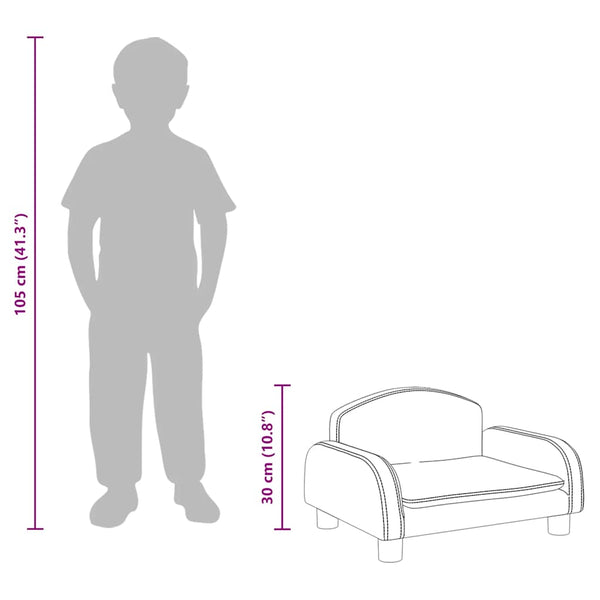 Kindersofa Schwarz Kunstleder 50x40x30 cm