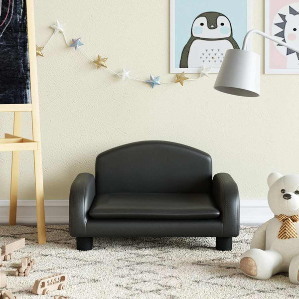 Kindersofa Schwarz Kunstleder 50x40x30 cm