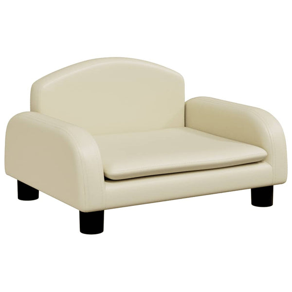 Kindersofa Creme Kunstleder 50x40x30cm