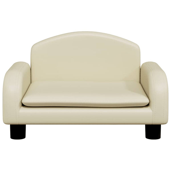 Kindersofa Creme Kunstleder 50x40x30cm