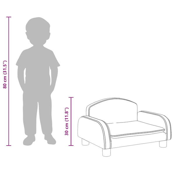 Kindersofa Creme Kunstleder 50x40x30cm
