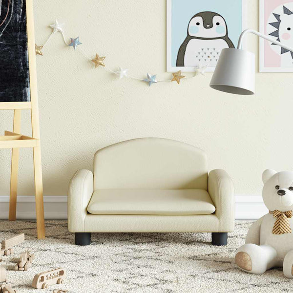 Kindersofa Creme Kunstleder 50x40x30cm