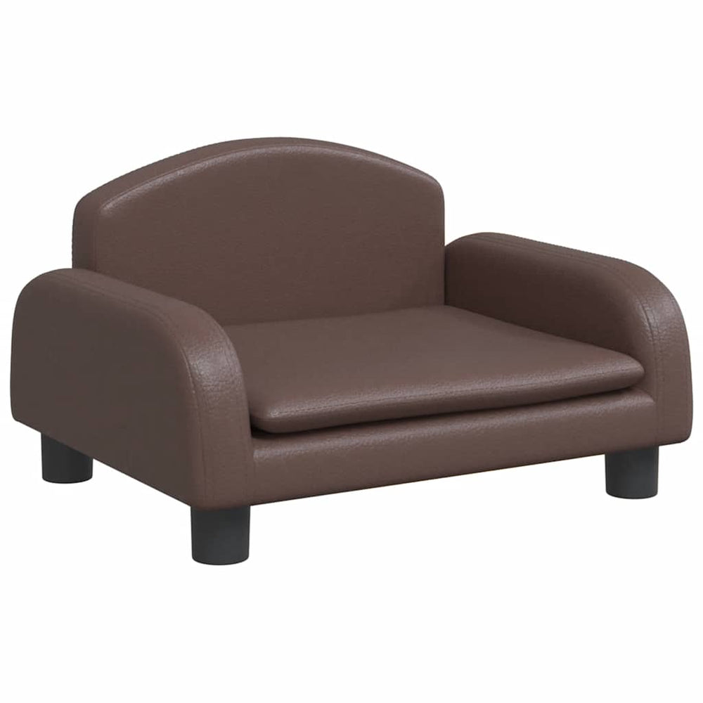 Kindersofa Braun Kunstleder 50x40x30cm