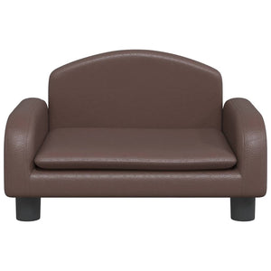 Kindersofa Braun Kunstleder 50x40x30cm