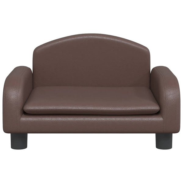 Kindersofa Braun Kunstleder 50x40x30cm