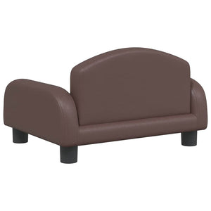 Kindersofa Braun Kunstleder 50x40x30cm