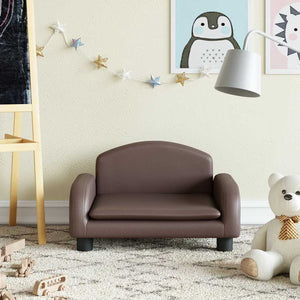 Kindersofa Braun Kunstleder 50x40x30cm