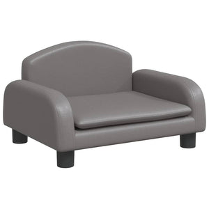 Kindersofa Grau Kunstleder 50x40x30 cm