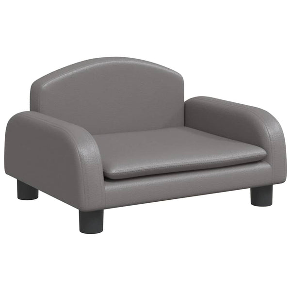 Kindersofa Grau Kunstleder 50x40x30 cm
