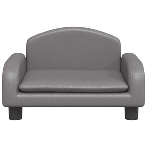 Kindersofa Grau Kunstleder 50x40x30 cm